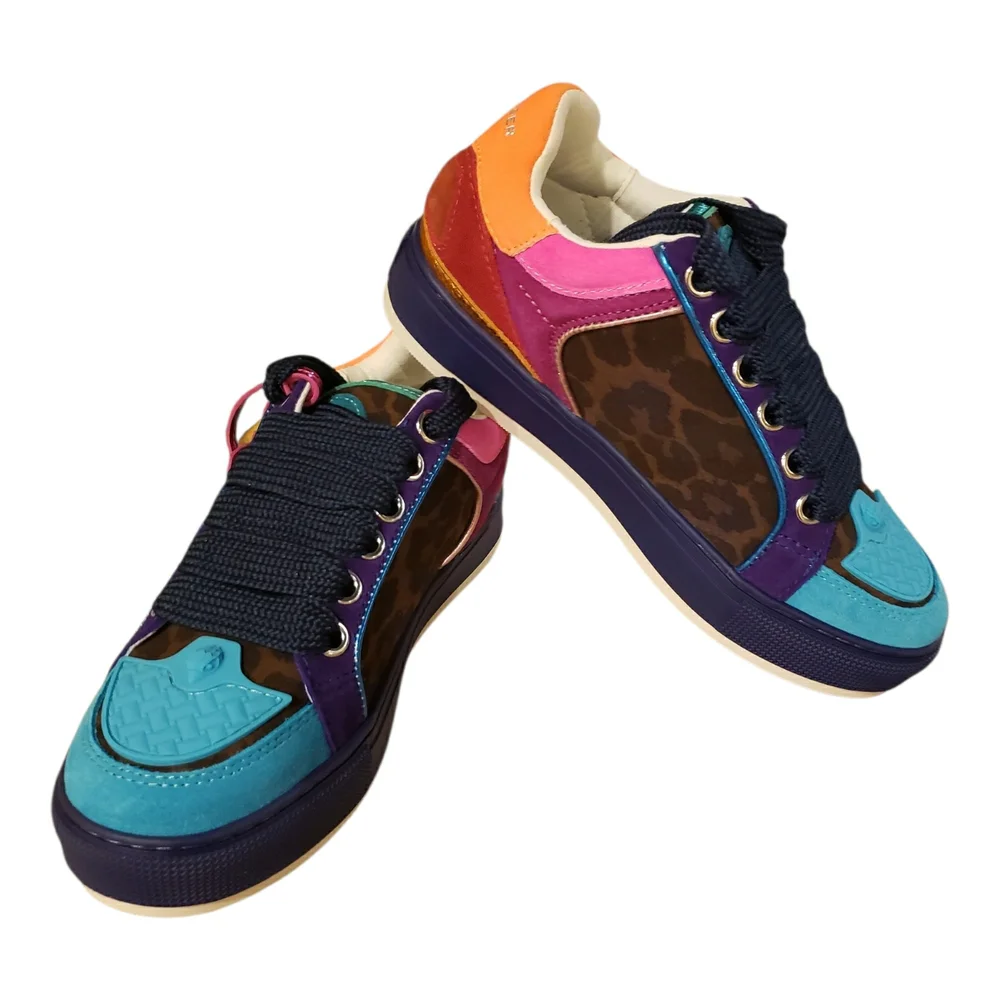 Last One! Kurt Geiger Multicolor Southbank Tag Leopard Low-Top Sneakers w/ Eagle - Picture 2 of 13